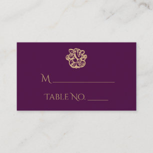 Mandala Indian Mariage Cartes de lieu pourpre et o