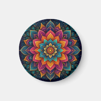 Mandala-inspired floral artwork magnet