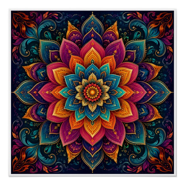 Mandala-inspired floral artwork poster (Front)