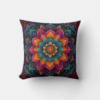 Mandala-inspired floral artwork throw pillow