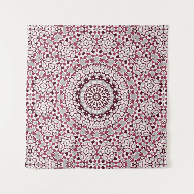 Mandala is burgundy-grey tapestry (Front)