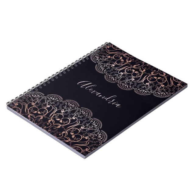 mandala, journal noir de la dentelle Rose (Côté gauche)
