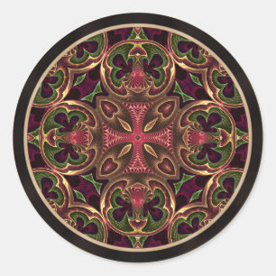 Mandala, Kaleidoscopic Cross Abstract Classic Round Sticker