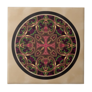 Mandala, Kaleidoscopic Cross Abstract Tile