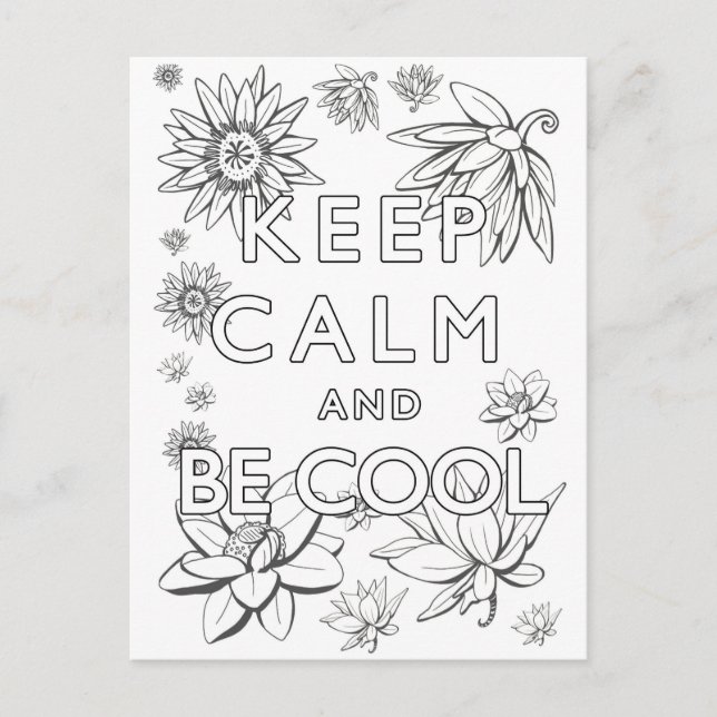 Mandala keep calm and be cool coloring card (Front)