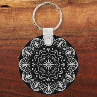 Mandala Keychain | Black and Grey