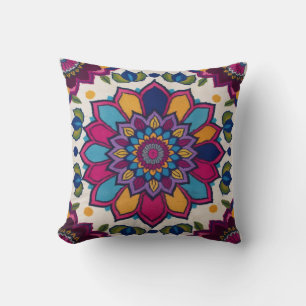 Mandala Kilim Lumbar Pillows: Bohemian Flair  Throw Pillow