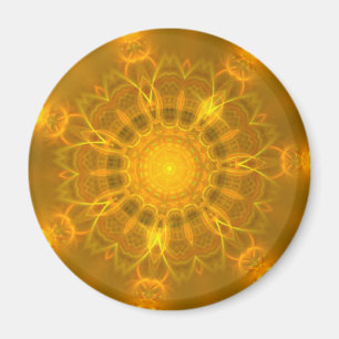 Mandala Lace Lines Warm Glow Yellow Background Magnet