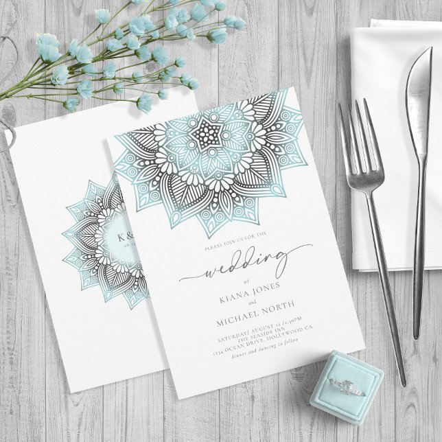 Mandala Lace Rev Wedding Lt. Blue ID968 Invitation (Creator Uploaded)