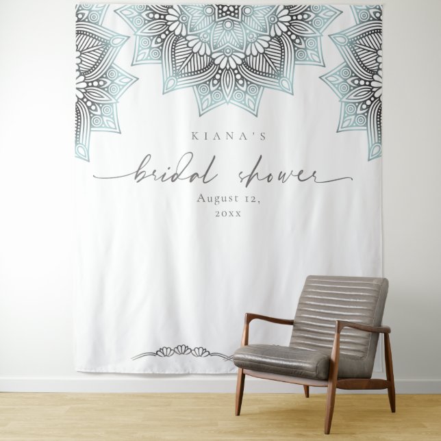 Mandala Lace Wedding Bridal Shower Lt. Blue ID968  Tapestry (In Situ)