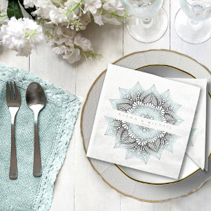 Mandala Lace Wedding Lt. Blue ID968 Napkin