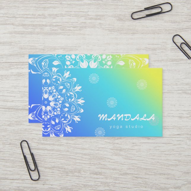 MANDALA LOGO CUSTOMIZED YOGA  INSTRUCTOR BUSINESS CARD (Front/Back In Situ)
