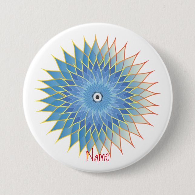 Mandala Lotus Blossom Thunder_Cove 3 Inch Round Button (Front)
