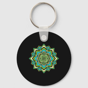 Mandala Lotus Buddha Zen Art Botanical Succulent F Keychain