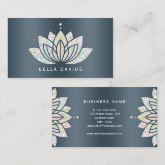 Mandala Lotus Floral Yoga Instructor Blue Teal Business Card