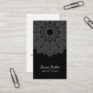 Mandala Lotus Flower Yoga Black White Clean Business Card