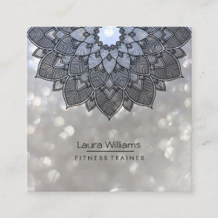 Mandala Lotus Flower Yoga Instructor Holistic Square Business Card