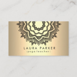 Mandala Lotus Flower Yoga Meditation Black Gold Business Card