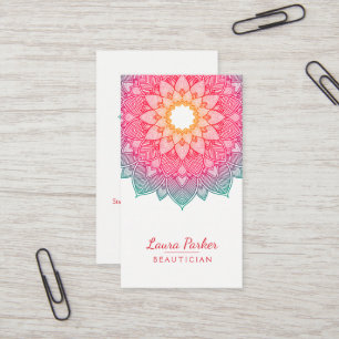 Mandala Lotus Flower Yoga Wellness Meditation Pink Business Card