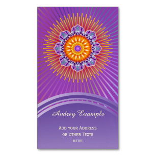 Mandala Lotus yellow violet + your backgr. & ideas Magnetic Business Card