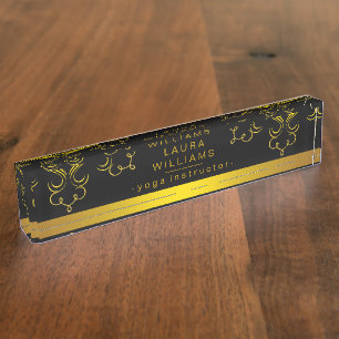 Mandala Lotus Yoga Holistic Gold Classic Nameplate