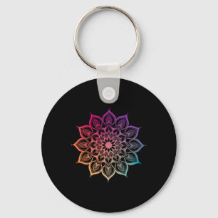 Mandala Lotus Zen Art Boho Buddha Botanical Succul Keychain