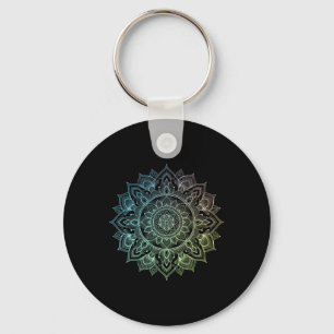 Mandala Lotus Zen Art Boho Buddha Botanical Succul Keychain