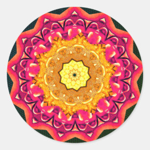 Mandala Magic Pomegranate Gold Classic Round Sticker