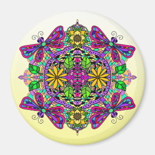 Mandala Magnet de libellules et de fleurs