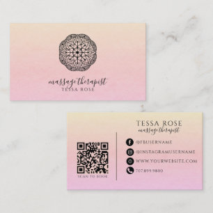 Mandala Massage Therapist QR Code Pastel Gradient  Business Card