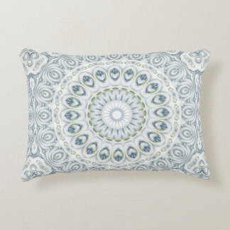 Mandala Medallion in Blue and White Accent Pillow