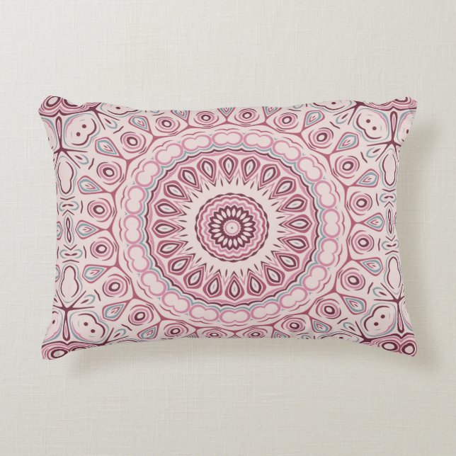 Mandala Medallion in Dusty Rose Pink and Mauve Decorative Pillow (Front)