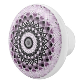 Mandala Medallion in Purple and Black Ceramic Knob