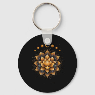 Mandala Meditation Moon Phases Yoga Design  Keychain