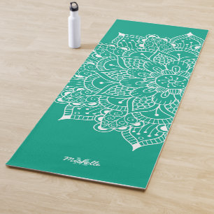 Mandala Meditation Personalized Teal Yoga Mat