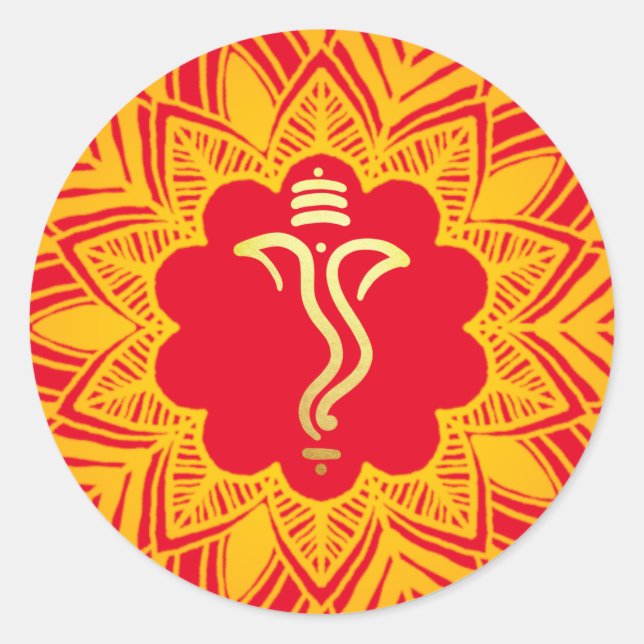 Mandala Mehendi Design Ganesh/ Indian God   Classic Round Sticker (Front)