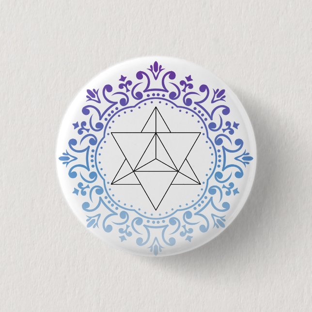 Mandala Merkaba Yoga Spiritual Meditation 1 Inch Round Button (Front)