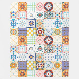 Mandala/Moroccan Tile Pattern Fleece Blanket