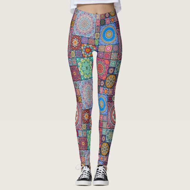 Mandala/Moroccan Tile Pattern Leggings (Front)