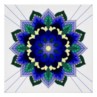 Mandala Motif 02 en bleu foncé Poster