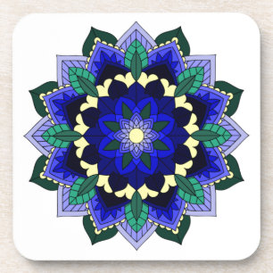 Mandala Motif 02 en Dessous de verre bleu foncé