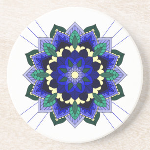 Mandala Motif 02 en Dessous de verre bleu foncé
