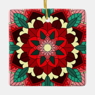Mandala Motif 02 en ornement céramique rouge