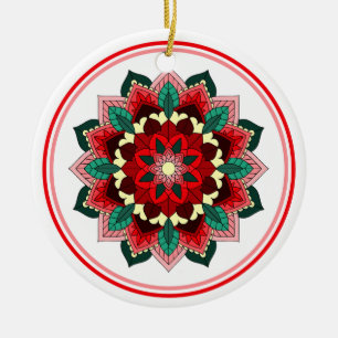 Mandala Motif 02 en ornement céramique rouge