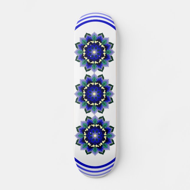 Mandala Motif 02 en skateboard bleu foncé (Recto)