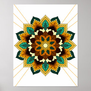 Mandala Motif 2002 en affiche jaune & brun