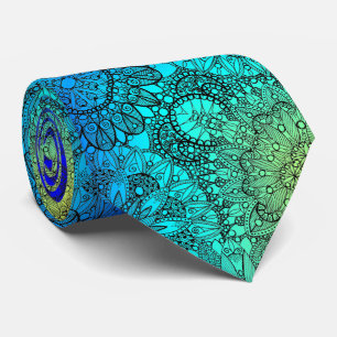 Mandala Motif Cravate bleu et turquoise