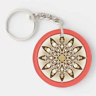 Mandala motif en rose corail, chocolat et bronzage