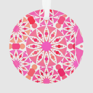 Mandala motif, tons rose et corail