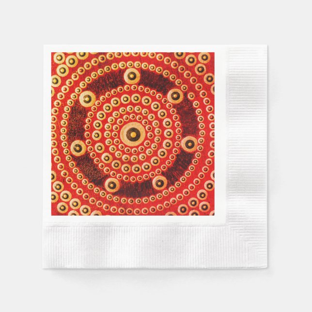 Mandala Napkin, Coined Cocktail Paper Napkins (Front)